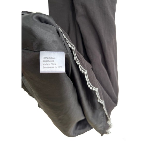 VTG Sweetees Embroidered Floral Black Zip Up Dress Boho Womens Size 8 - Picture 7 of 15